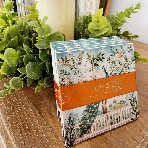 Peacock Garden Print Coasters Set
